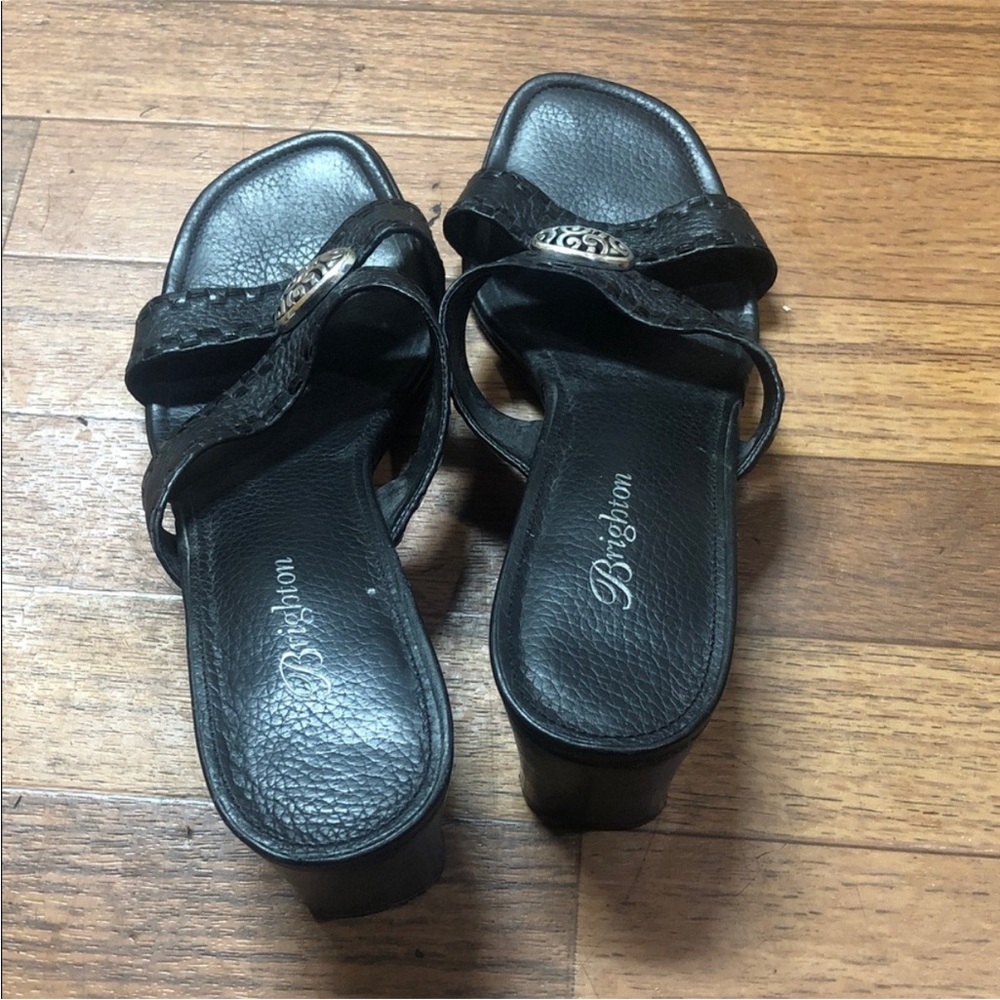 Brighton Black Heeled Sandals with Silver Accents - Picture 4 of 6